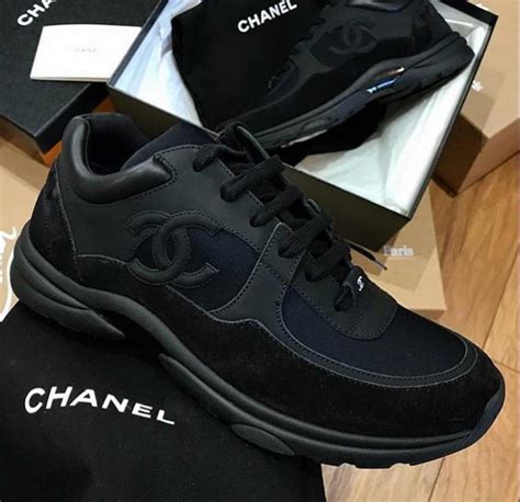 black chanel trainers uk|chanel black tweed trainers.